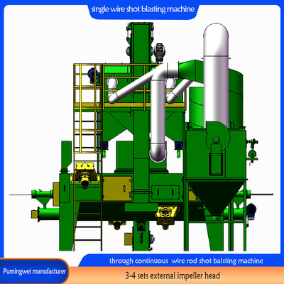 37/30/22 Kw/Piece Blast Wheel Power Single Strand Online Wire Rod Shot Blasting Machine (Machina de exploração de barras de fio em linha)