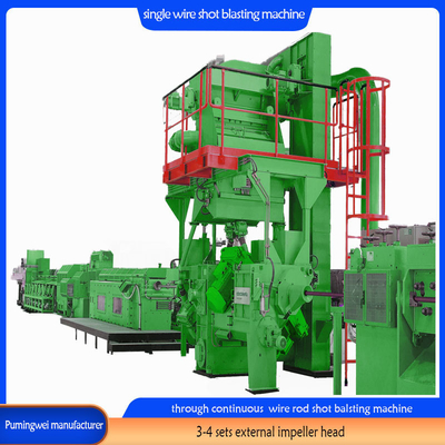 37/30/22 Kw/Piece Blast Wheel Power Single Strand Online Wire Rod Shot Blasting Machine (Machina de exploração de barras de fio em linha)