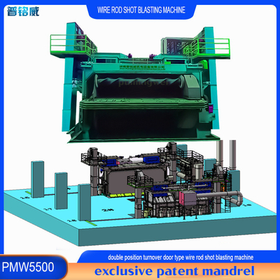 5500 mm Mandrill Pumingwei Wire Rod Coil Shot Blasting Machine e Função Automática