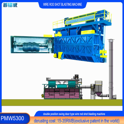 30kw/Set Impeller Head Power Wire Rod Coil Shot Blasting Cleaning Machine para duas portas