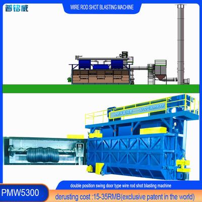 30kw/Set Impeller Head Power Wire Rod Coil Shot Blasting Cleaning Machine para duas portas