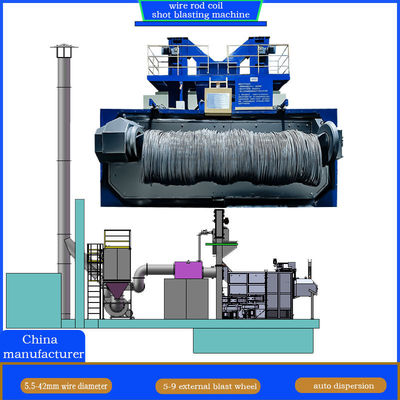 30kw/Set Descaling Wire Rod Coil Shot Blasting Machine para resistência à ferrugem e à corrosão