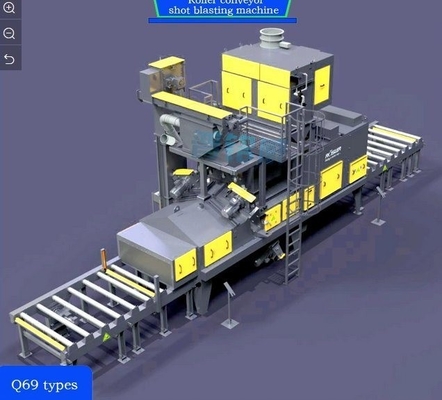 4*11kw Alta convecção Pré-aquecedor Roll Conveyor Shot Blasting Machine Personalização