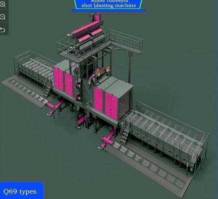 4*11kw Alta convecção Pré-aquecedor Roll Conveyor Shot Blasting Machine Personalização