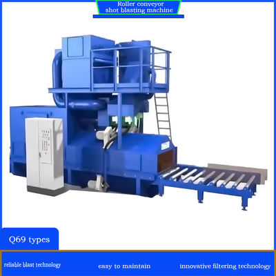 Máquina de jato de transporte de rolos para limpeza e descarga sem poeira