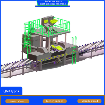 Potente cabeça de impulsionador 4 * 11kw Roller Conveyor Shot Blasting Machine para aços de perfil