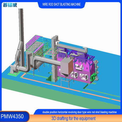 30kw/Set Impeller Head Power Wire Shot Blasting Machine para remoção de ferrugem na superfície do fio