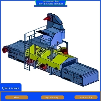 4 Blast Wheel Wire Mesh Cinturão de transportador Shot Blasting Machine Limpeza de paredes finas Metais