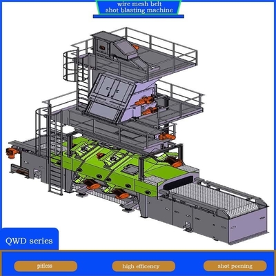 Pumingwei Customization Wire Mesh Belt Conveyor Shot Blasting Machine para paredes finas