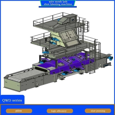 Pumingwei Customization Wire Mesh Belt Conveyor Shot Blasting Machine para paredes finas