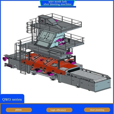Pumingwei Customization Wire Mesh Belt Conveyor Shot Blasting Machine para paredes finas