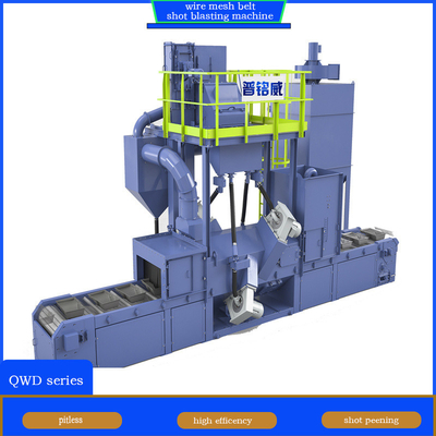 Máquina de descascar de peças de trabalho de rede de arame amarelo e azul