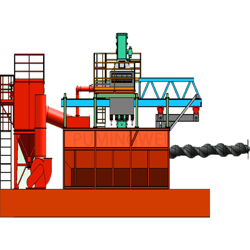 Máquina de blastar de barras de arame com mandril móvel retrátil para processos de blasting
