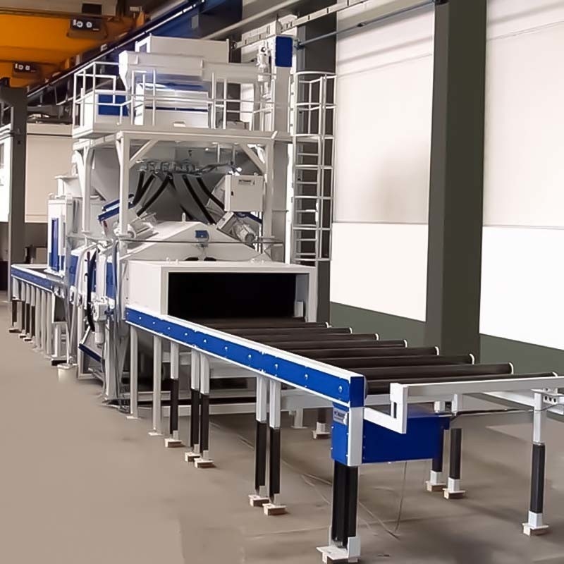 Máquina automática de transporte de rolos para limpeza de tubos de aço montados em trilhos
