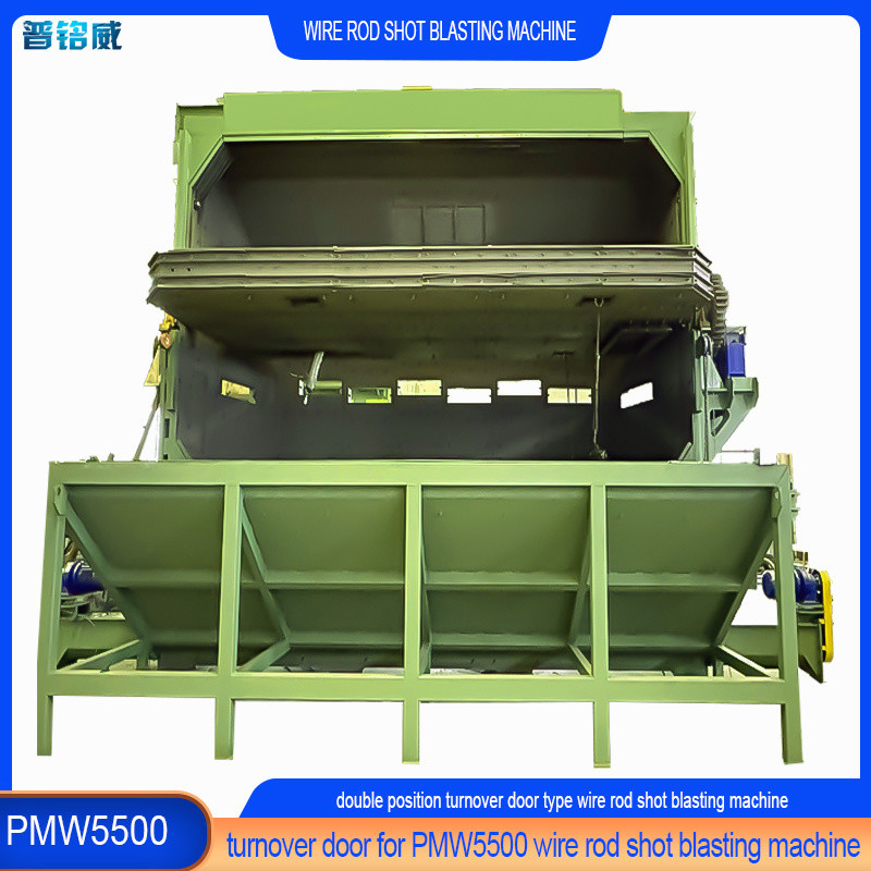 Máquina de revestimento de alta limpeza tipo de porta de bobina Rod Shot Blasting Machine para fio de aço corda