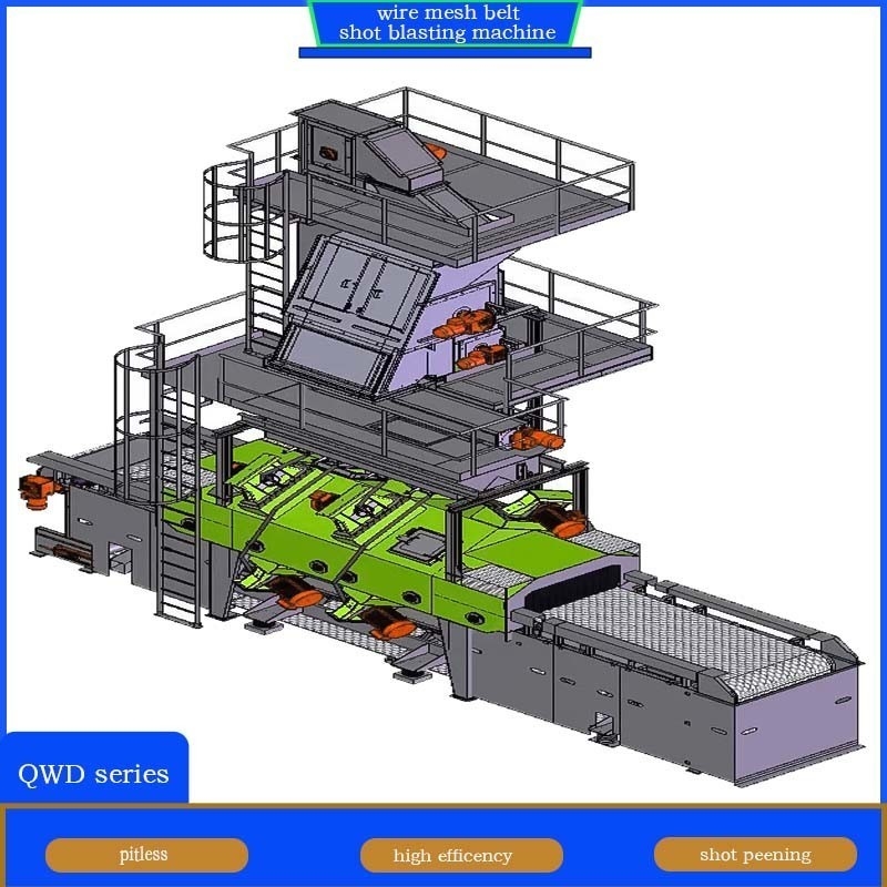 Pumingwei Customization Wire Mesh Belt Conveyor Shot Blasting Machine para paredes finas