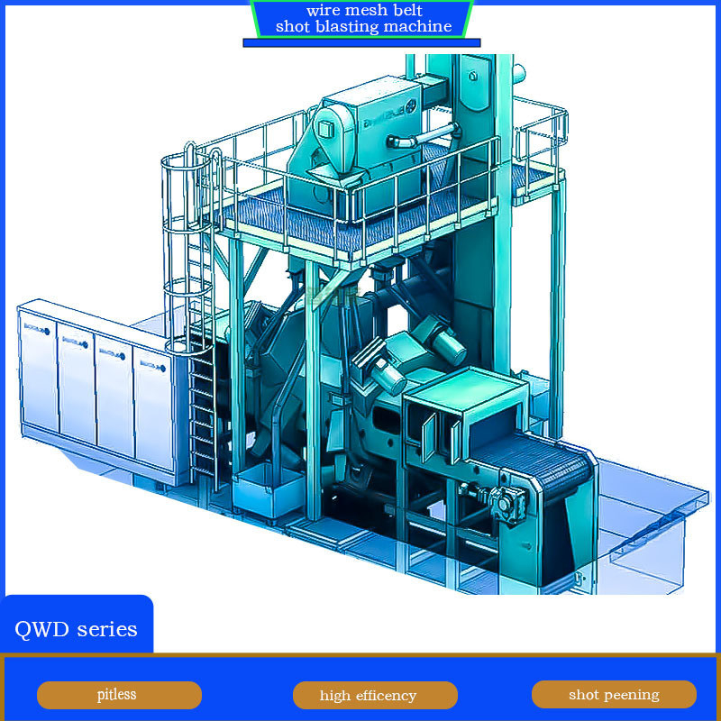 4 Blast Wheel Wire Mesh Belt Shot Blasting Machine for Foundry Remains Elimination (Machina de blastar de tiros para fundição)